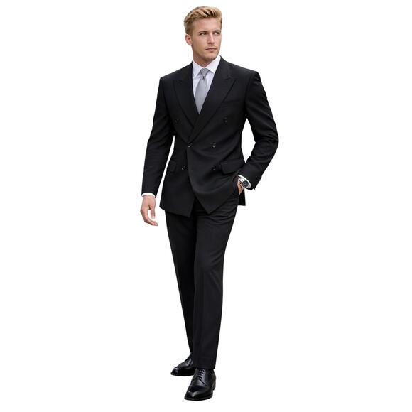 JT Beckett BlackWool Suit Set Jacket & Pants 38R / 33x29 1990s
